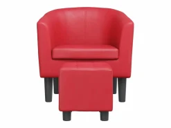 Outlet Garden Furniture Nykøbing Mors Sillón con taburete cuero sintético Rojo