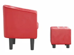 Outlet Garden Furniture Nykøbing Mors Sillón con taburete cuero sintético Rojo