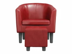 Garden Furniture Nykøbing Mors Sillón diseño de cubo con reposapiés cuero sintético rojo tinto