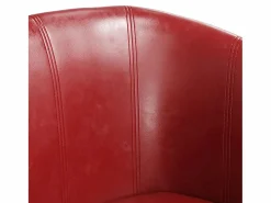 Garden Furniture Nykøbing Mors Sillón diseño de cubo con reposapiés cuero sintético rojo tinto