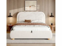 Merax Oferta cama doble - 160 x 200 cm - con cabecero acolchado + almacenaje hidráulico - bucle -