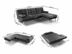 Hot Saldosystocks Oferta: Sofa Cama Chaise Longue XS + Mesa de Centro Blanco y Cemento Negro
