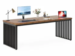 Outlet Oficina de computación, Gran escritorio de 180 cm, Estación de trabajo para oficina en casa, Mesa de conferencias, Marrón (sin silla) Mesa De Ordenador