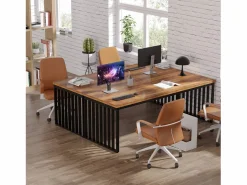 Outlet Oficina de computación, Gran escritorio de 180 cm, Estación de trabajo para oficina en casa, Mesa de conferencias, Marrón (sin silla) Mesa De Ordenador