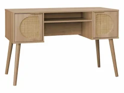 Sweeek Oficina efecto madera y mimbre, 2 cajones natural