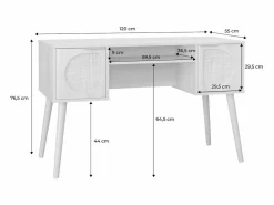 Sweeek Oficina efecto madera y mimbre, 2 cajones natural