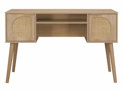 Sweeek Oficina efecto madera y mimbre, 2 cajones natural