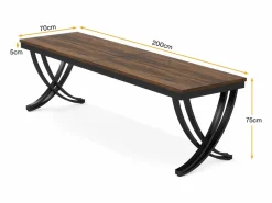 Tribesigns Oficina informática, Mesa para portátil, Gran escritorio doble para oficina en casa, 200 x 70 x 75 cm, Marrón rústico