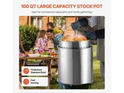 Discount Olla de Acero Inoxidable SucceBuy, 94,6 Litros, con Tapa con Cesta para Cocinar Plateado