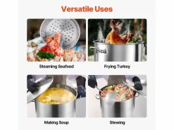 Discount Olla de Acero Inoxidable SucceBuy, 94,6 Litros, con Tapa con Cesta para Cocinar Plateado