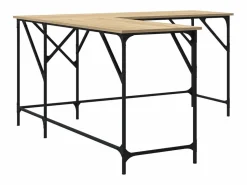New Garden Furniture Olyn Escritorio madera de ingeniería roble Sonoma 149x149x75 cm Marru00f3n