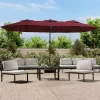 Best Garden Furniture Onara Sombrilla doble de jardín rojo burdeos 449x265 cm