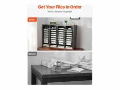 Sale Organizador de Escritorio SucceBuy de Madera para Literatura, 36 Compartimentos, Estantes Ajustables, Gris