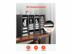 Sale Organizador de Escritorio SucceBuy de Madera para Literatura, 36 Compartimentos, Estantes Ajustables, Gris