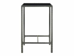 Outlet Garden Furniture Orren Mesa alta de jardín ratán sintético y vidrio 70x70x110 cm Gris