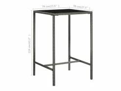 Outlet Garden Furniture Orren Mesa alta de jardín ratán sintético y vidrio 70x70x110 cm Gris