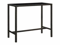 Orren Mesa alta de jardín ratán sintético y vidrio marrón 130x60x110cm Mesa Alta