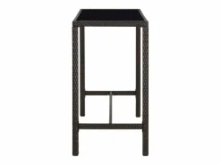 Orren Mesa alta de jardín ratán sintético y vidrio marrón 130x60x110cm Mesa Alta