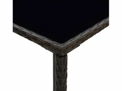 Discount Orren Mesa alta de jardín ratán sintético y vidrio marrón 70x70x110 cm Mesa Alta