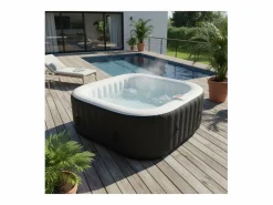 New Ospazia Spa hinchable cuadrado de 6 plazas - - Dimensiones: 185 x 185 cm - Filtro y cubierta incluidos Spa Hinchable