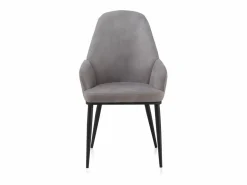 Pack 2 sillones tapizados en claro patas metálicas negras Gris