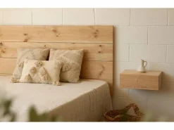 Hot Pack Cabecero de cama y mesitas de madera maciza tono roble medio 160cm - FLANDES + INGRID - Cabecero Y Puente De Cama