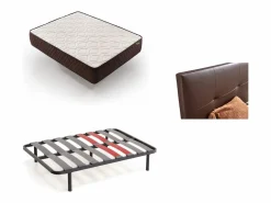 Hot Pack Colchón + Cabecero Tapizado + Somier Descansin | 90x180 | Wengue | Ideal para Personas con Dolores de Espalda | Facil montaje | Silencioso Conjunto Colchón Y Somier