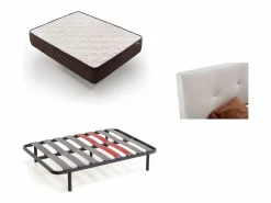 Pack Colchón + Cabecero Tapizado + Somier Descansin | 135x180 | | Ideal para Personas con Dolores de Espalda | Facil montaje | Silencioso