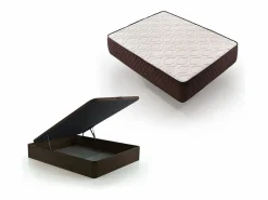 Pack Colchón Descansin + Canapé Abatible 150x200 | Color Chocolate | Maxima Comodidad | Gran Almacenaje Conjunto Colchón Y Somier