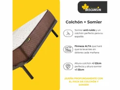 Sale Pack Colchón Descansin + Somier con patas 105x200 | Ideal para Personas con Dolores de Espalda | Alta Firmeza | Silencioso Conjunto Colchón Y Somier
