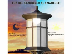 Hot Outsunny Pack de 2 farolas Alfredo carga solar negro 184x23,5 cm Plateado