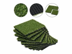 Clearance Outsunny Pack de 10 placas de césped artificial verde grosor 25mm Transparente