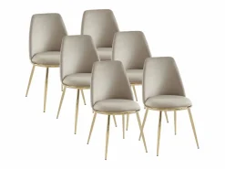 Vente-unique Pack de 6 sillas estilo art déco con carcasa de terciopelo y metal dorado - - NEBINA Beige