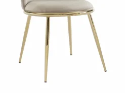 Vente-unique Pack de 6 sillas estilo art déco con carcasa de terciopelo y metal dorado - - NEBINA Beige