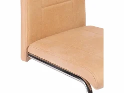 Pack de 4 Sillas Tapizadas para Salón y Comedor – Acabado Color Beig con Patas Cromadas de Aluminio, Medidas: 42,5 cm x 52 cm x 99 cm