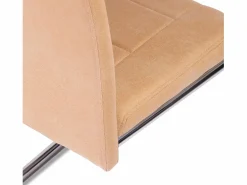 Pack de 4 Sillas Tapizadas para Salón y Comedor – Acabado Color Beig con Patas Cromadas de Aluminio, Medidas: 42,5 cm x 52 cm x 99 cm