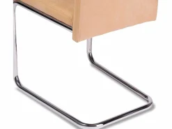Pack de 4 Sillas Tapizadas para Salón y Comedor – Acabado Color Beig con Patas Cromadas de Aluminio, Medidas: 42,5 cm x 52 cm x 99 cm