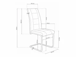 Pack de 4 Sillas Tapizadas para Salón y Comedor – Acabado Color Beig con Patas Cromadas de Aluminio, Medidas: 42,5 cm x 52 cm x 99 cm