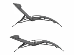 Outlet Pack de 2 tumbonas GALAPAGOS en textileno aluminio antracita Tumbona