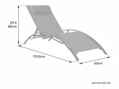 Discount Pack de 2 tumbonas GALAPAGOS de textileno claro aluminio claro Tumbona