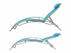 Happy Garden Pack de 2 tumbonas GALAPAGOS en textileno azul aluminio blanco