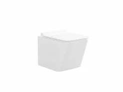 Vente-unique Pack de inodoro flotante en cerámica blanca con bastidor de soporte y placa de activación, CLEMONA