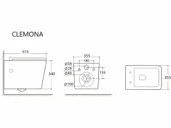 Vente-unique Pack de inodoro flotante en cerámica blanca con bastidor de soporte y placa de activación, CLEMONA