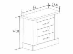New Pack de Muebles de Dormitorio Habitación Infantil con Cabecero, 1 Mesita de Noche 3 Cajones y Sinfonier en Color Blanco Mate Mauvella Rayas Marru00f3n