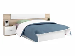 Discount Pack Dormitorio Alba II 150x190: cama, cabezal, 2 mesitas, armario, sinfonier Blanco