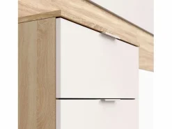 Discount Pack Dormitorio Alba II 150x190: cama, cabezal, 2 mesitas, armario, sinfonier Blanco