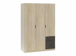 Pack Dormitorio Andy Cama, Cabecero, Mesitas, Cómoda, Armario Roble/Óxido