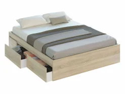Pack Dormitorio Andy Cama, Cabecero, Mesitas, Cómoda, Armario Roble/Óxido