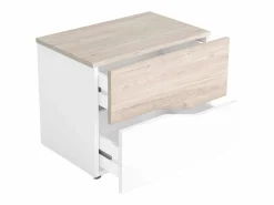 Sale Pack Dormitorio Asimetric Robke Sahara: Cabecero, 2 Mesitas, Cómoda Blanco