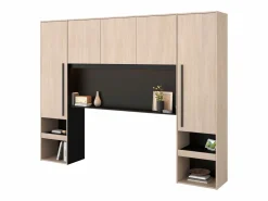 Discount Pack Dormitorio John Cama con Cajones y Cabecero Roble Brooklyn (160x200 cm) Negro